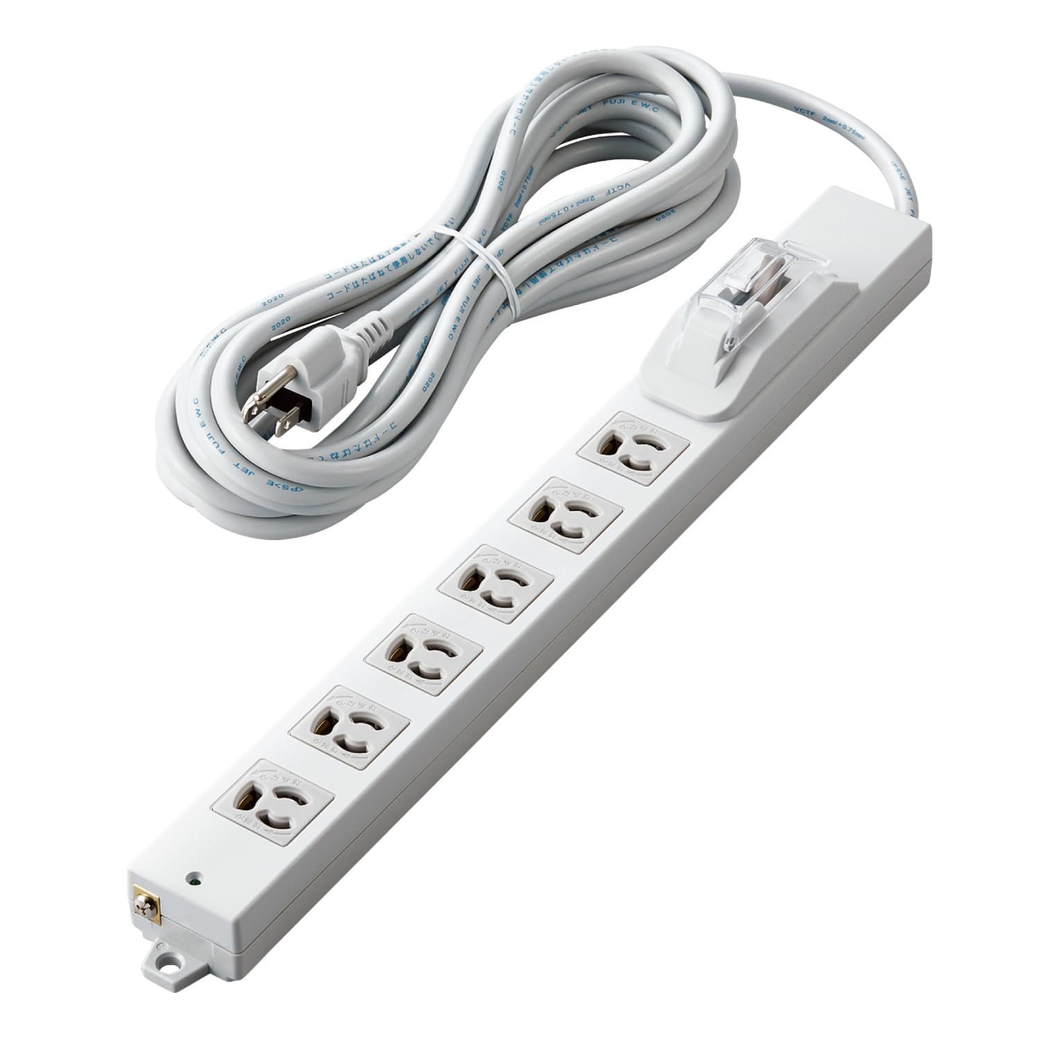 エレコム 電源タップ 5m ロング型 3ピン 6個口 抜け止め 過電流ブレーカー RoHS指令準拠 法人向け ライトグレー T-H0750OCPR