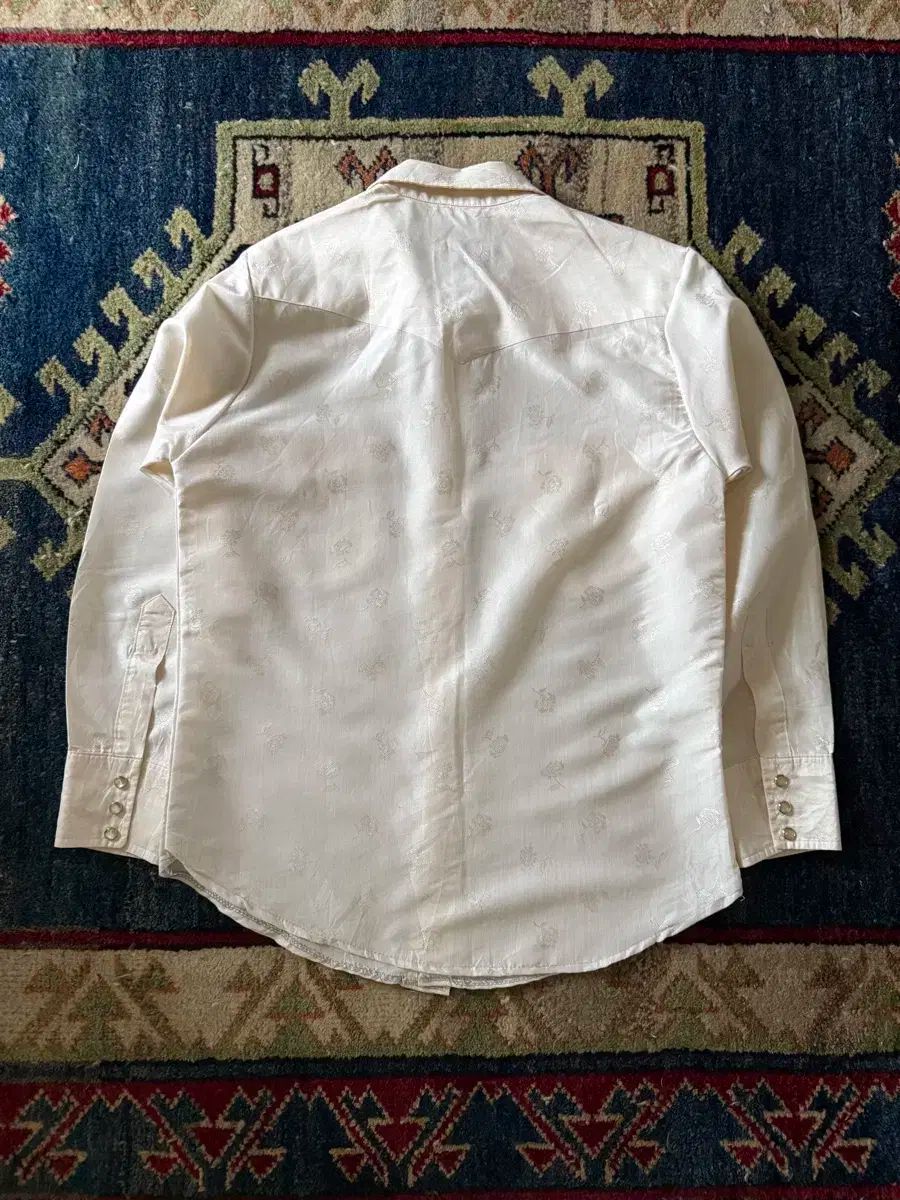 70s USA ラングラー パーマネントプレス フローラル 刺繍 ウェスタン シャツ