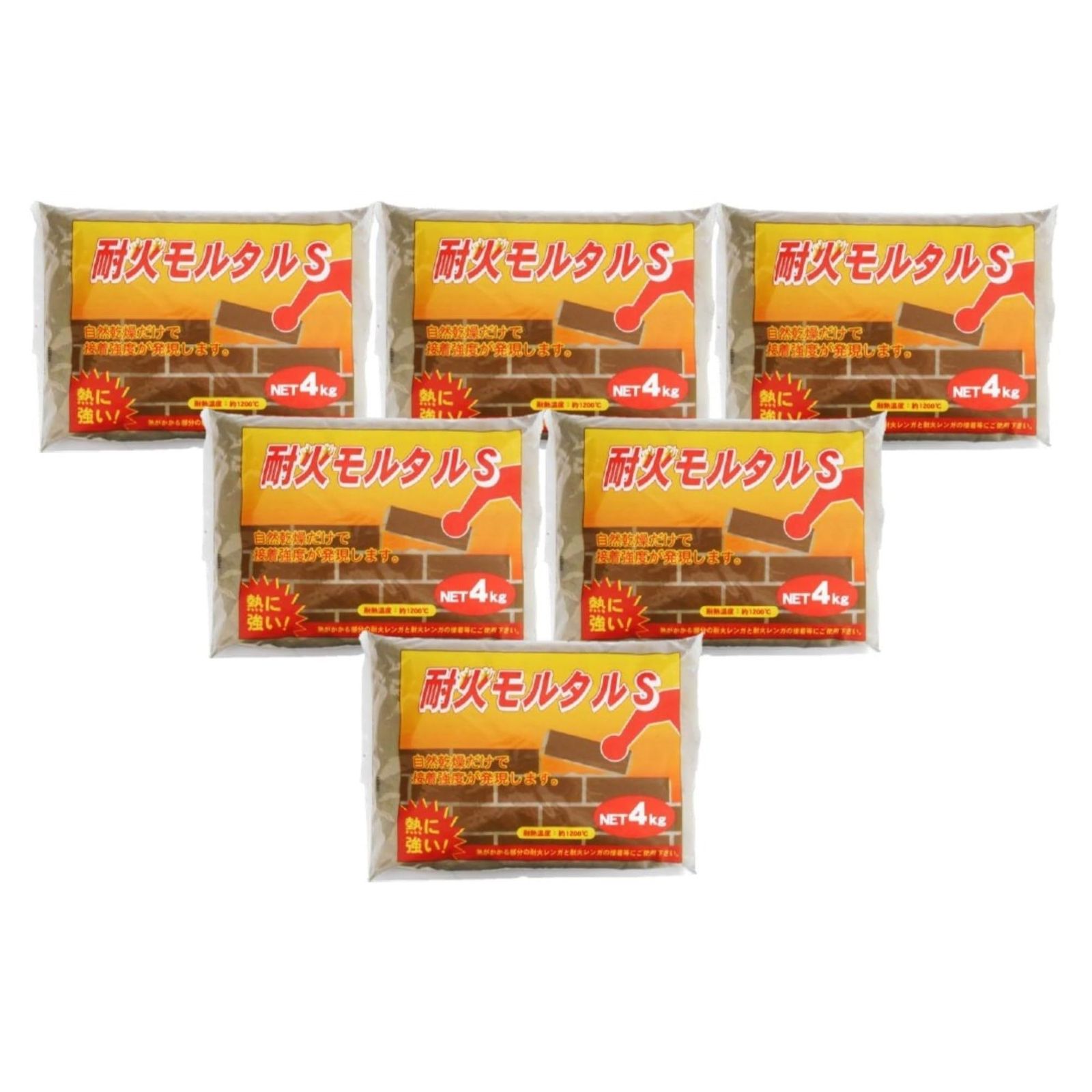 家庭化学工業 耐火モルタルS グレー 4kg 煉瓦 レンガ コンロ 窯 6袋セット