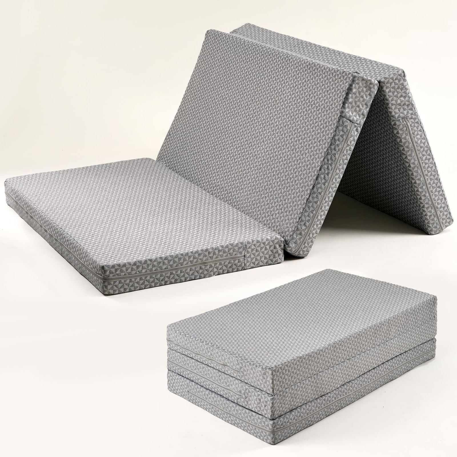 VECELO マットレス 折り畳み 厚さ10cm セミダブル 高反発マットレス 床? 敷布団 3つ折り ベッド 寝具 洗えるカバー 低反発マット シングル 120*195cm ベットマット グレー