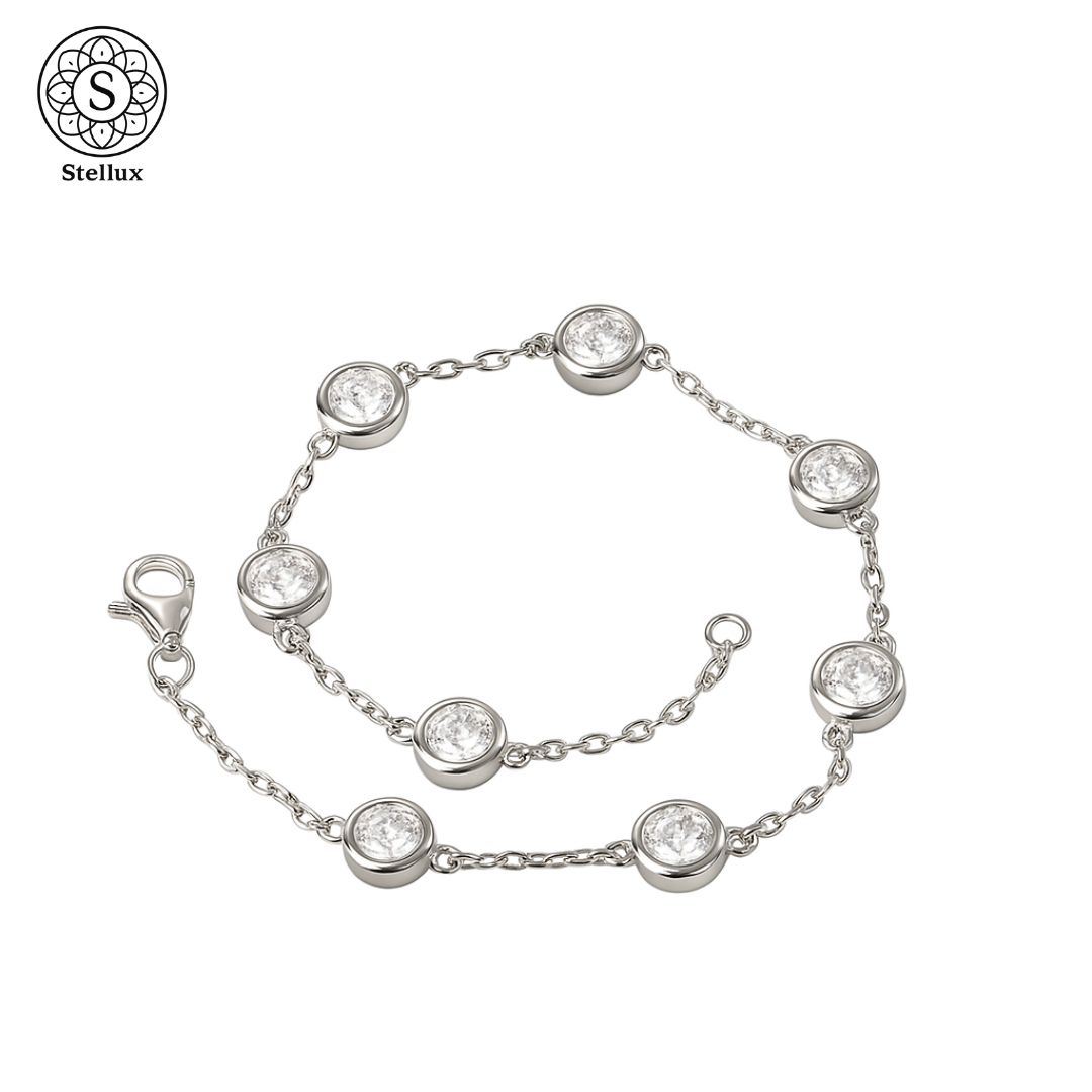 贅沢2.4 ct VVS 1モアサナイト ブレスレット S 925 シルバー925 刻印あり GRA鑑定書付き ダイヤテスター反応済 感 上品 ユニセックス レディース メンズ ジュエリー プレゼント ギフト Stellux 高見え 本格