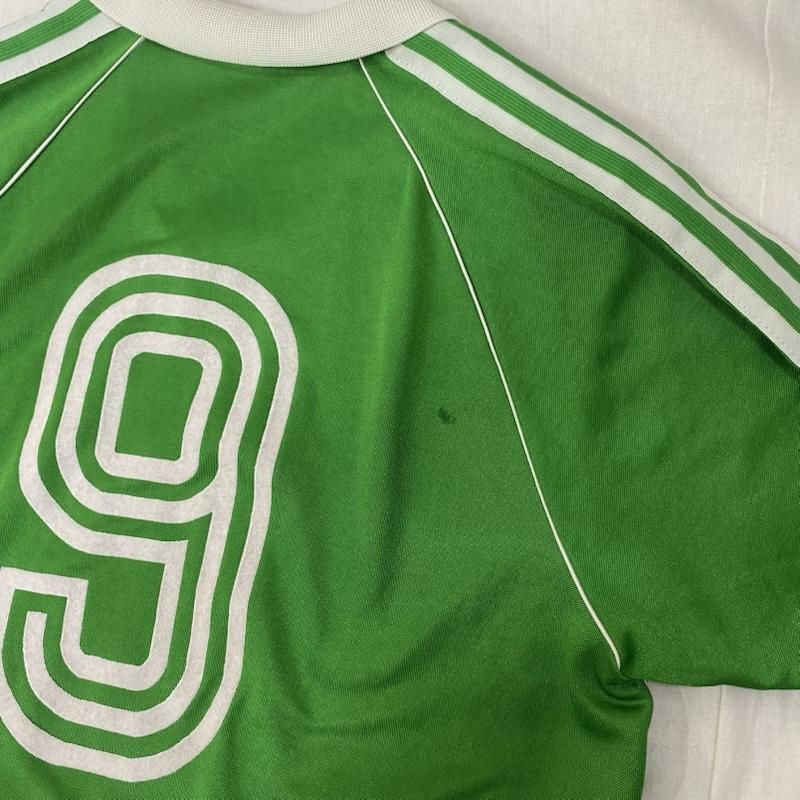 アディダス Vintage 80s 90s サッカーシャツ fahr mit Reisen グリーン