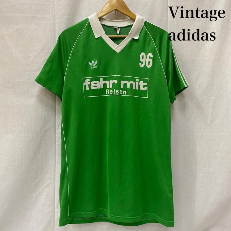 アディダス Vintage 80s 90s サッカーシャツ fahr mit Reisen グリーン