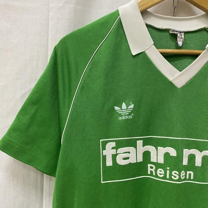 アディダス Vintage 80s 90s サッカーシャツ fahr mit Reisen グリーン