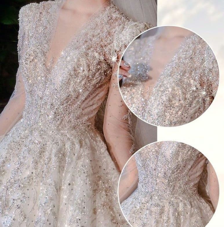  ️華やかに輝くロングトレーン付きゴージャスウェディングドレス ウェディングドレス ドレス ブライダル