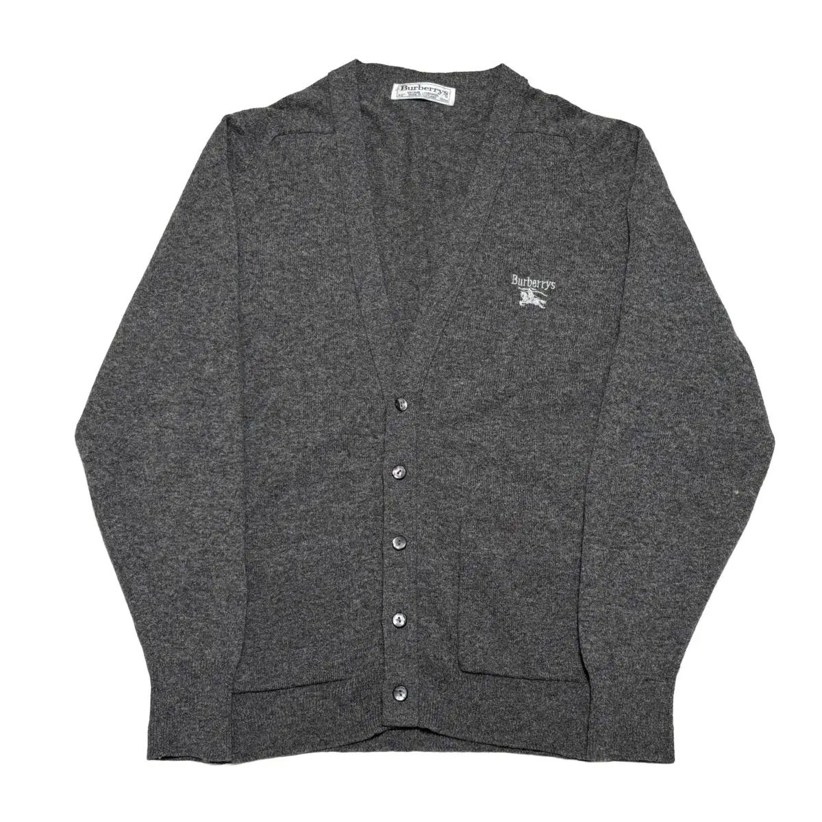 40 BURBERRY ロゴ 白 グレー カーディガン LABEL BURBERRY バーバリー 