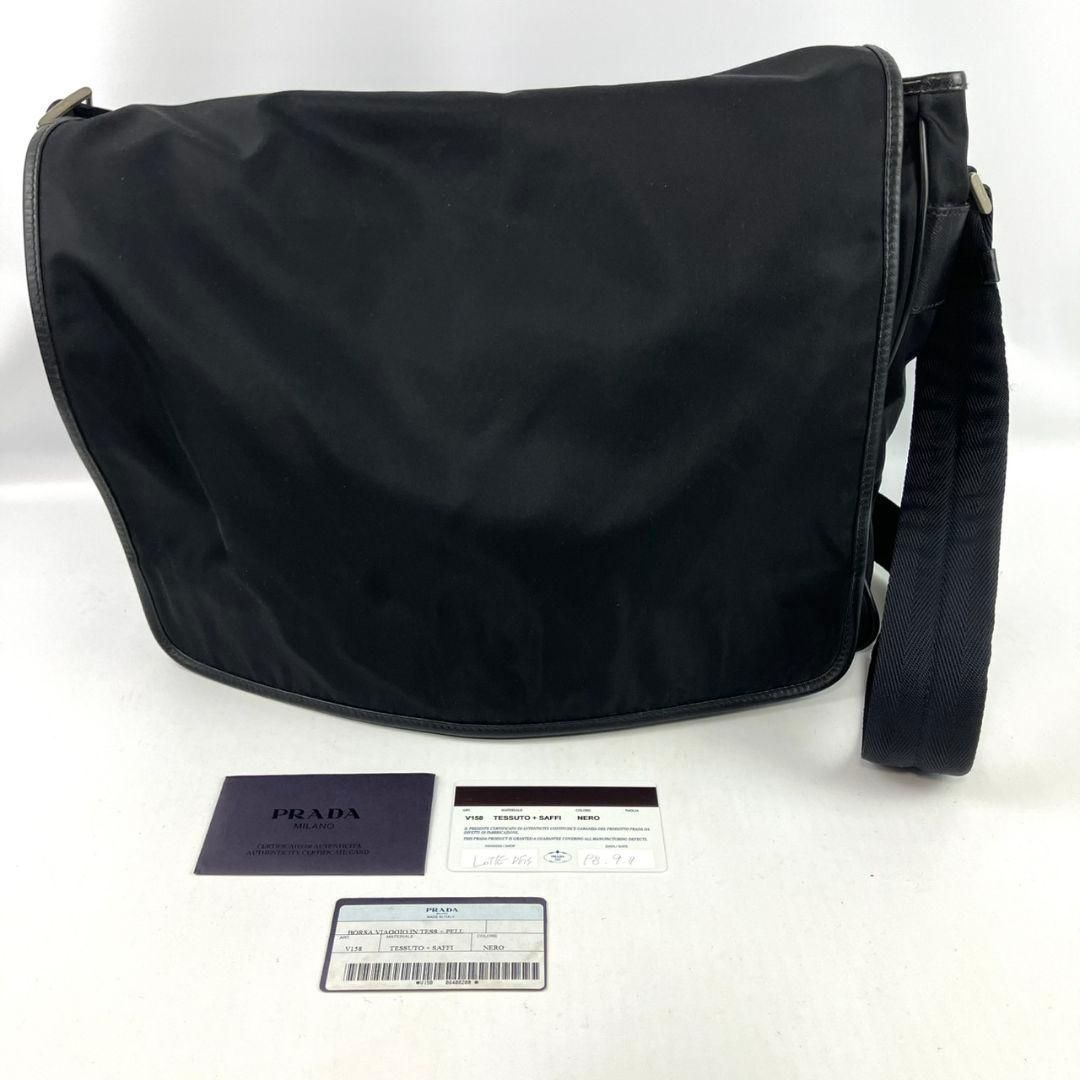 PRADA プラダ ショルダーバッグ メッセンジャーバッグ 三角ロゴプレート ナイロン ポコノ レザー ブラック