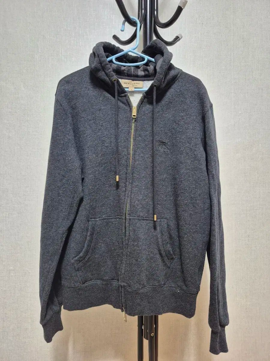 バーバリー グレー フードジップアップ M