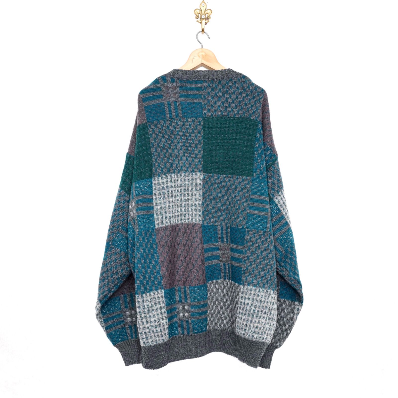 EU VINTAGE angelo litrico RETRO PATTERNED DESIGN KNIT CARDIGAN|ヨーロッパ古着レトロ柄デザインニットカーディガン GULLKHAN_COM