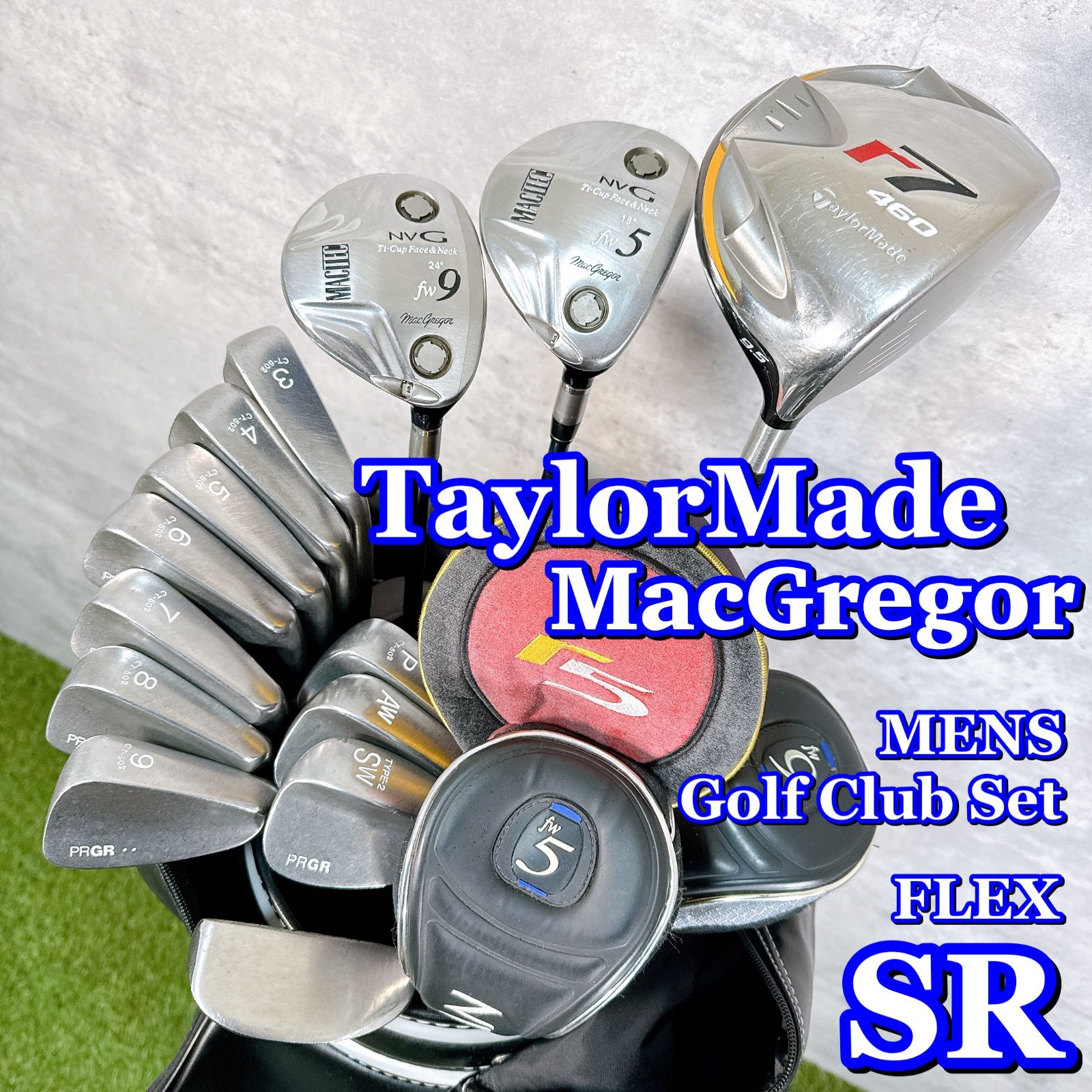 ゴルフクラブセット メンズ TaylorMade r7 MACTEC NVC フルセット 14本 キャディバッグ付き フレックスSR 男性 右利き K179