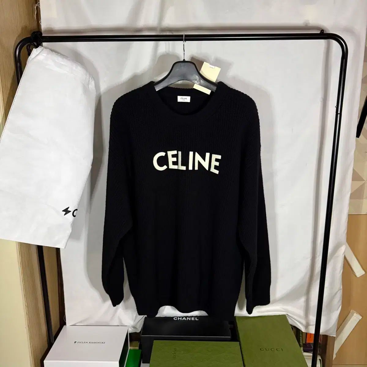 Celine セリーヌ リブド オーバーサイズ ウール ブラック ニット セーター