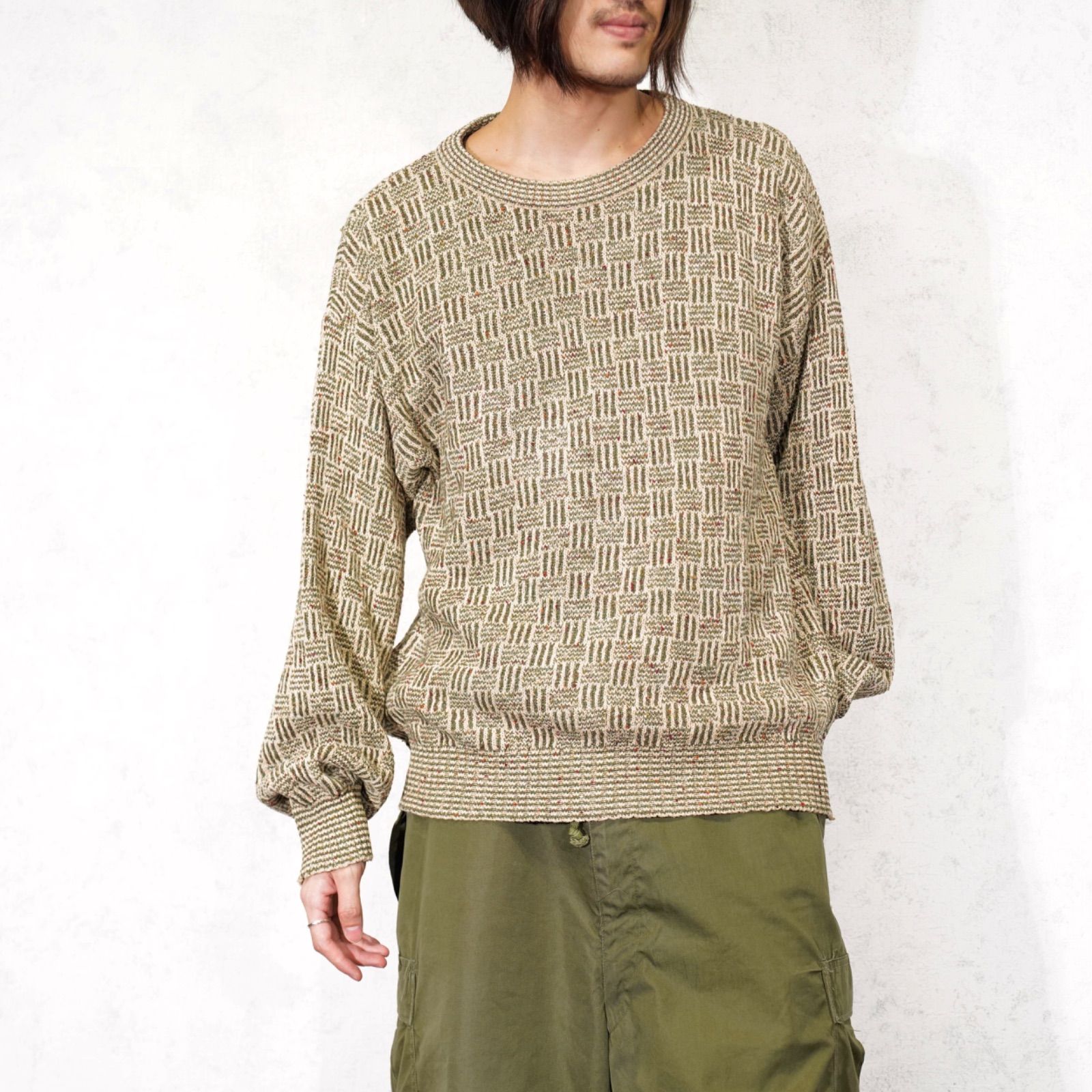 USA VINTAGE PATTERNED DESIGN MIX KNIT アメリカ古着柄デザインミックスニット