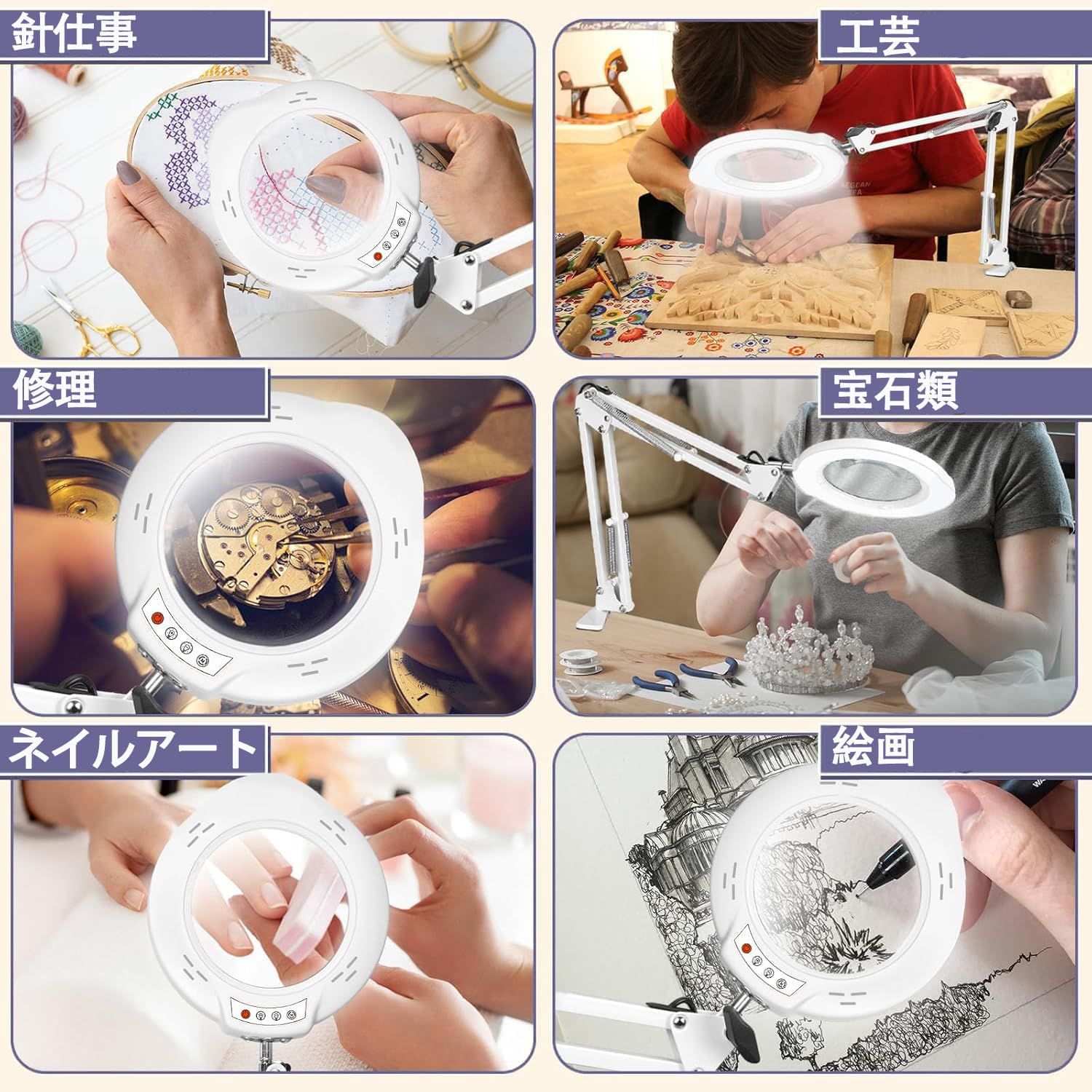 1台2役 QaaJaa スタンド 拡大鏡 ライト ルーペ 卓上 ライト付き 15倍の倍率拡大鏡を搭載 トップボタン操作 角度調整 無段階調光 5種色温度 USB給電 置き型 クリップ対応 目に優しい 多用途 ホワイト 15X WWW_OPDRERGINERDOGAN_COM