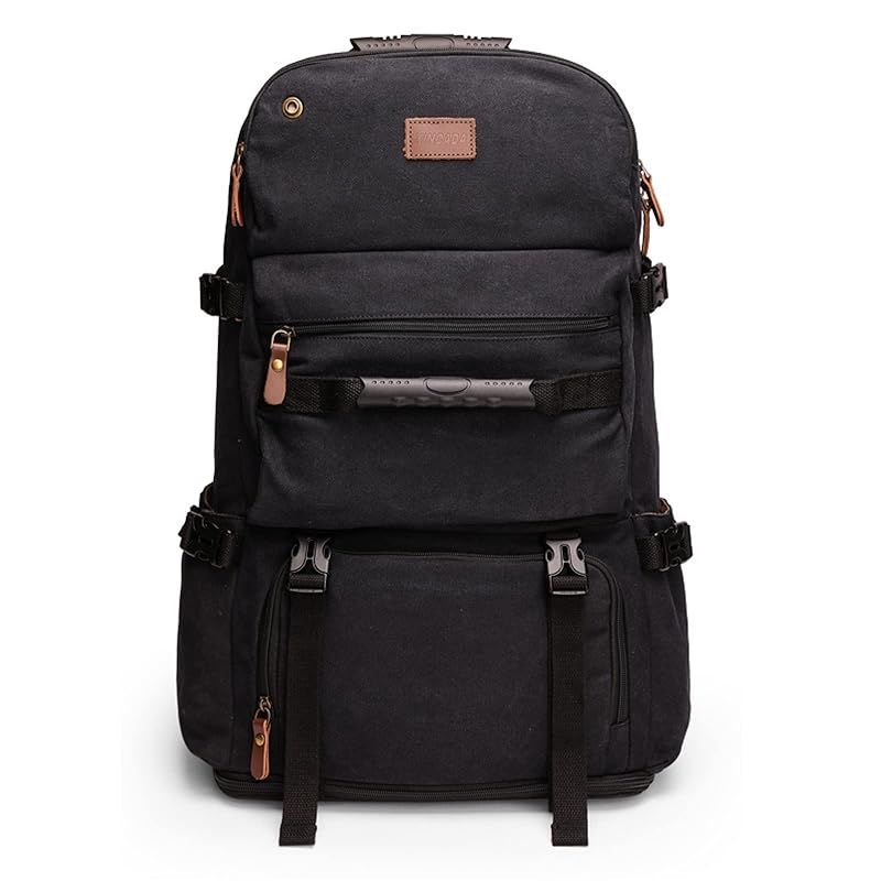 shrradoo 登山リュック 75L 大容量 リュックサック 帆布 バックパック 軽量 防水 ハイキング キャンプ アウトドアバッグ 防災 旅行 帆布 ブルーブラック