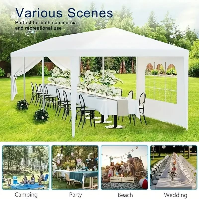 10x20ft 大型パーティーテント 屋外用|結婚式 イベント ガーデン用キャノピー|サイドウォール付き 防水 耐久フレーム 簡単設置|ウェディング ピクニック バーベキューに最適