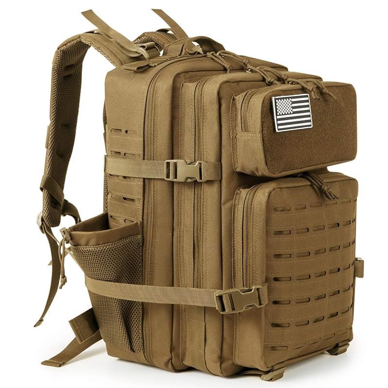 QT-QY 防災登山用 男女兼用 タクティカルバックパック 45L 大容量 MOLLEシステム 防滴 ミリタリーリュック アウトドア 登山 サバイバル用 バグアウトバッグ 災害時 非常用 多機能リュック