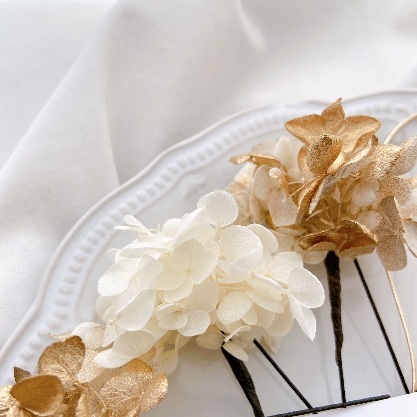 ドライフラワー 髪飾り 成人式 和装 結婚式 花飾り かすみ草 水引 卒業