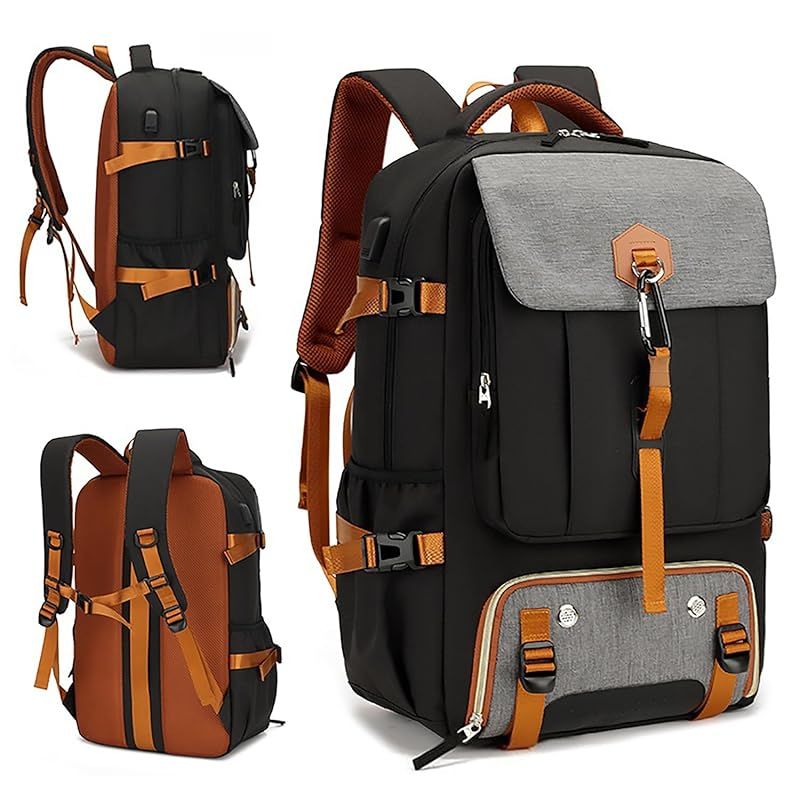 Roseelk リュック 多収納 防水大容量 旅行キャンプバックトレッキングリュックサック アウトドア登山バッグ タウンリュック 17インチPC対応 頑丈な生地×耐水×耐傷USB給電口 防災 ビジネスバッグ 旅行 出張 通勤 通学