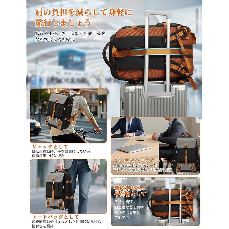  Roseelk リュック 多収納 防水大容量 旅行キャンプバックトレッキングリュックサック アウトドア登山バッグ タウンリュック 17インチPC対応 頑丈な生地 耐水 耐傷USB給電口 防災 ビジネスバッグ 旅行 出張 通勤 通学 防災グッズ バーベキューグリル バックパック ザック リュック バッグ