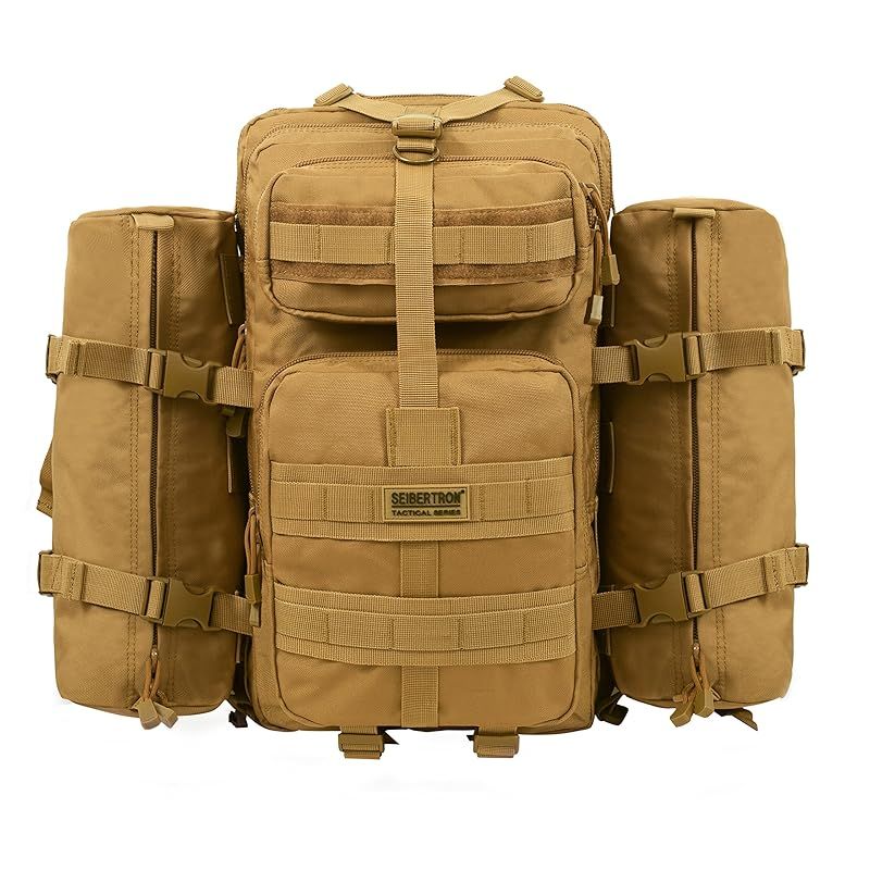 サイバトロン バックパック 3Pタクティカル MOLLE 防水 軽量 アウトドア ミリタリー U.Sタイプ リュックデイパック カーキ 37L 1 2
