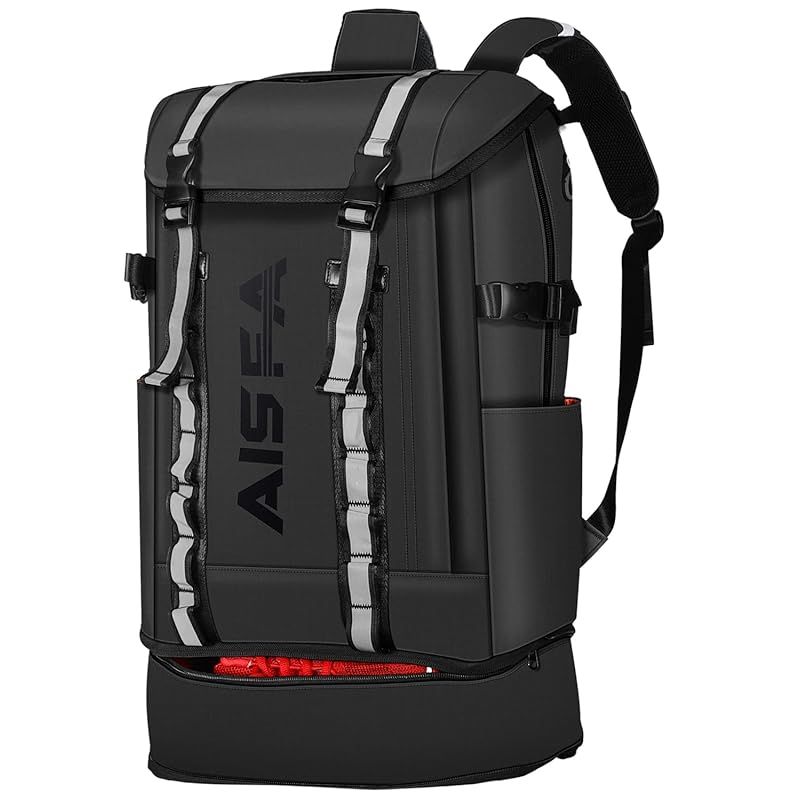 AOSLE リュック メンズ リュック大容量 30-35L 盗難防止 耐衝撃 15.6インチPC 3WAY 修学 防災 防水 登山 通気性 反射ストリップ付き A4収納多ポケット