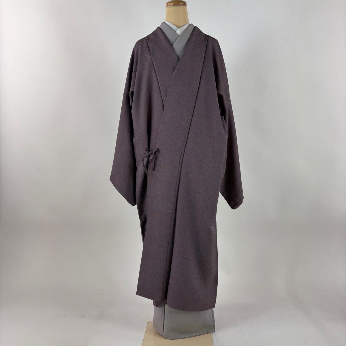 道中着 身丈123.5cm 裄丈70.5cm L 和装コート ほていや 鮫 紫 正絹 名品