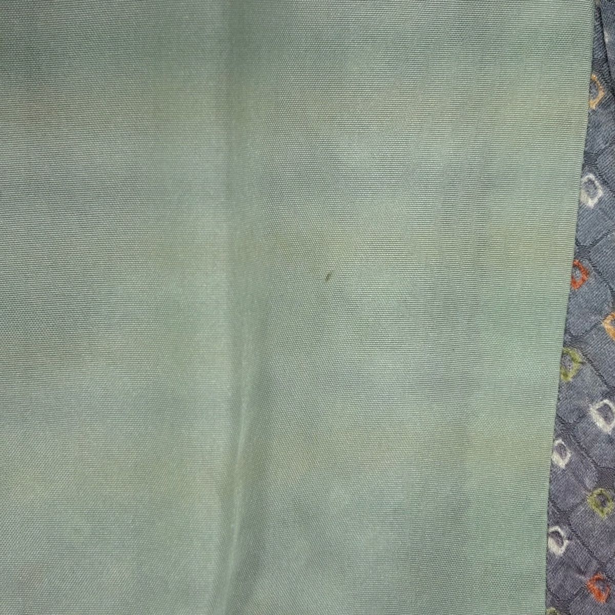 ジャンパー 道中着 身丈128.5cm 裄丈65.5cm M 和装コート 着物衿 幾何学 絞り ぼかし 青灰色 正絹 名品 【本物保障】