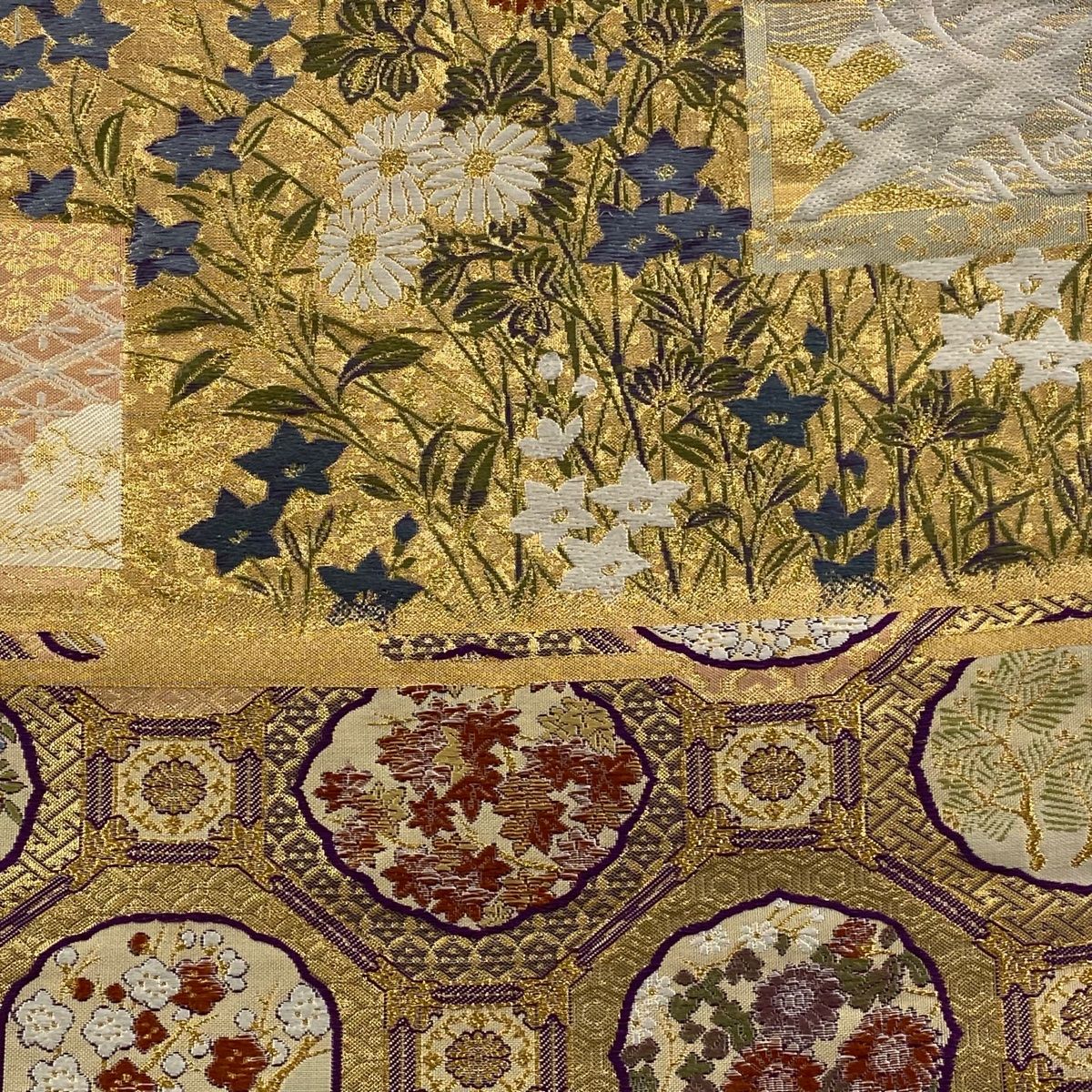 美品】 袋帯 秀品 草花 鶴 金糸 刺繍 金色 六通 正絹 【中古】 - メルカリ