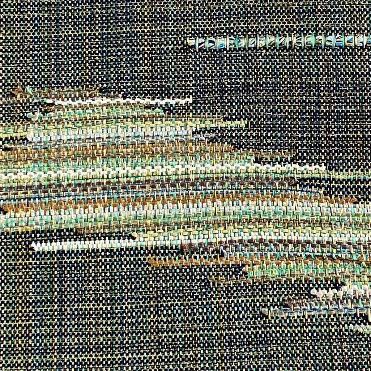 名古屋帯 秀品 松葉仕立て 八寸名古屋帯 霞 金糸 深緑 正絹