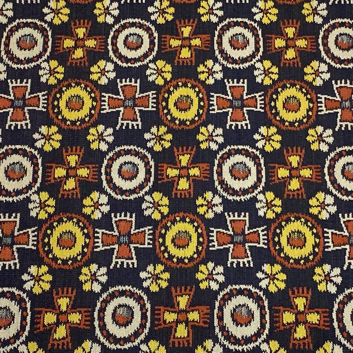 開き名古屋帯 龍村美術織物 幾何学 墨色 正絹