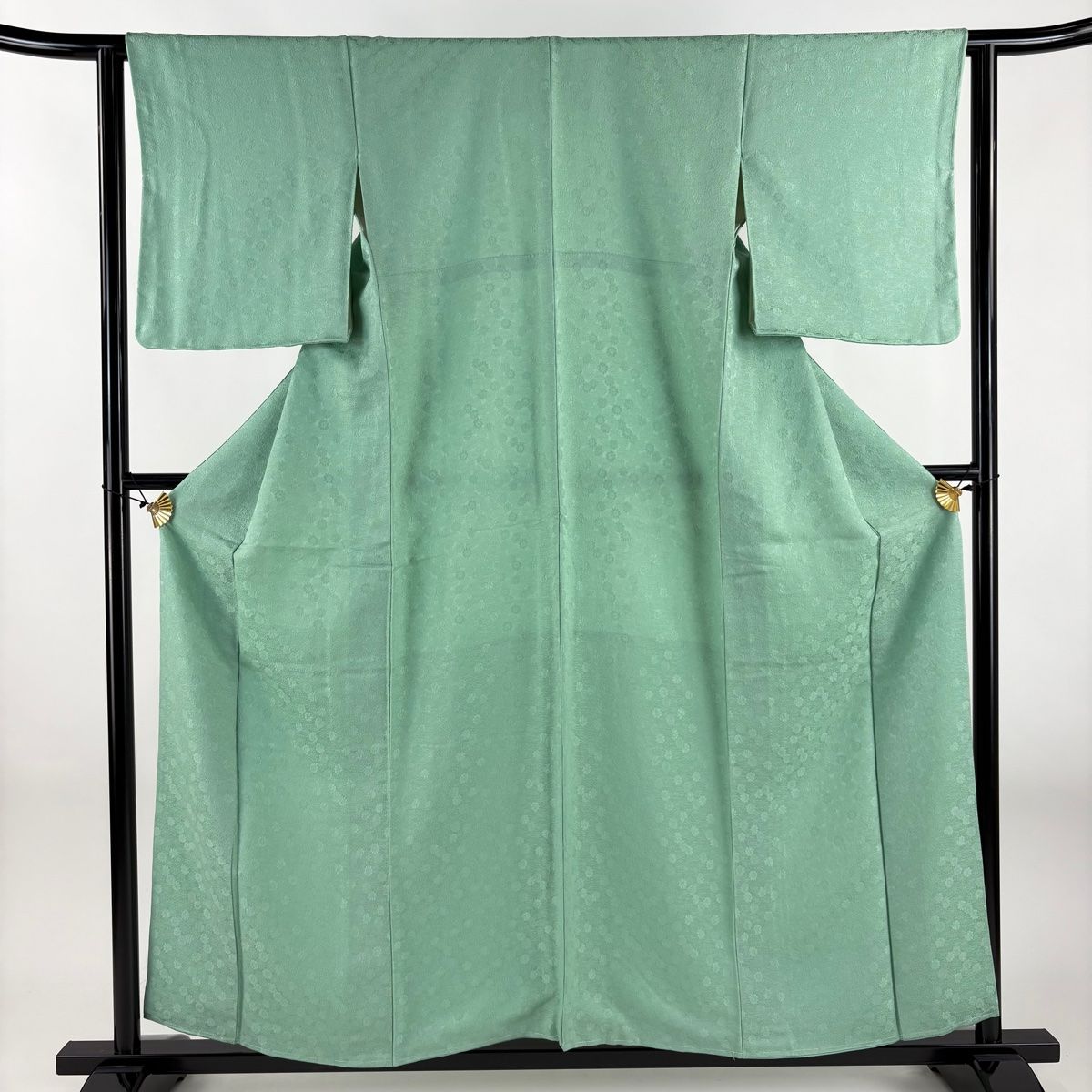 色無地 身丈158 cm 裄丈62 5 S 袷 地紋 薄緑 正絹 秀品