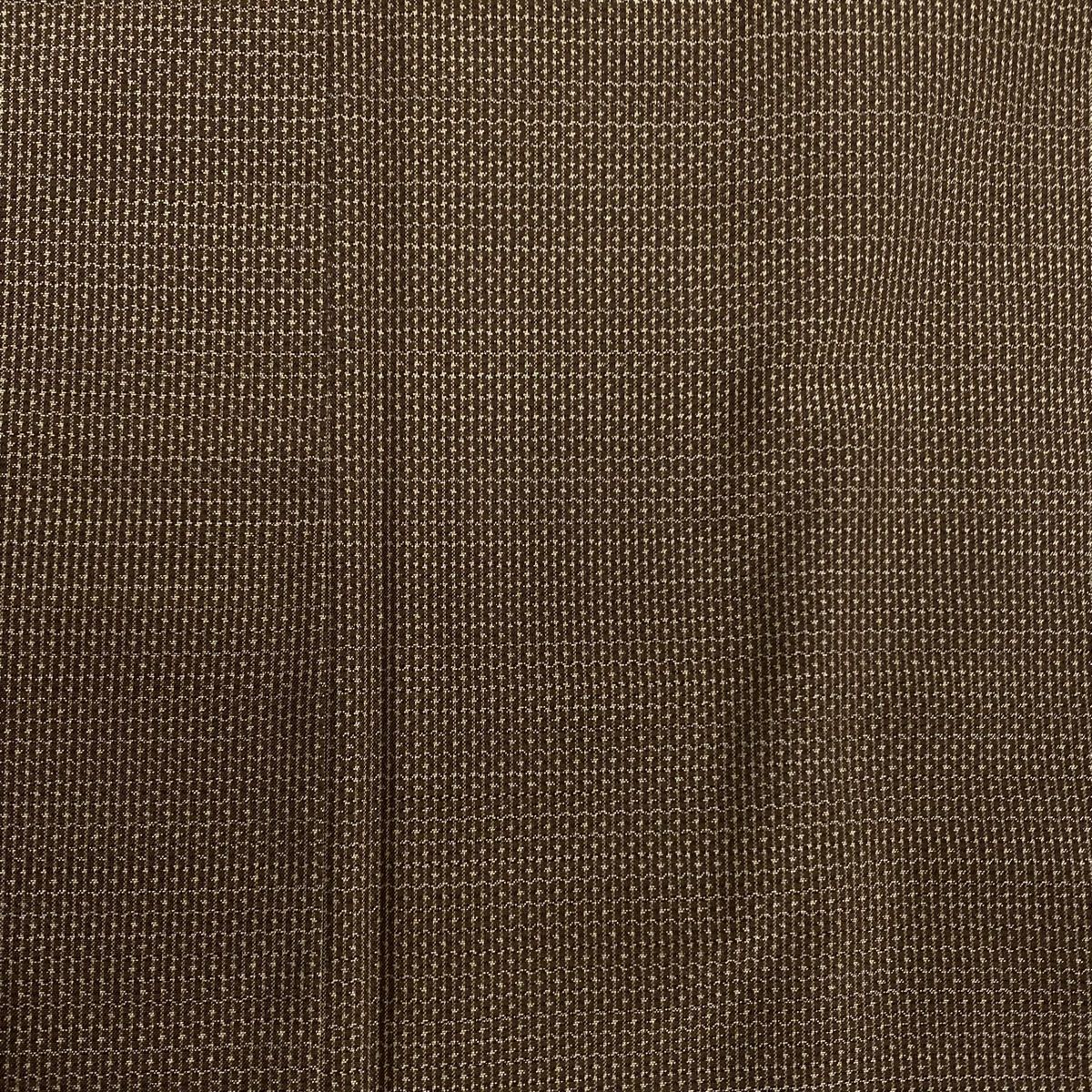 最安価に挑戦！ 男着物 身丈157cm 裄丈69.5cm L 袷 紬地 亀甲絣 茶色 正絹 秀品