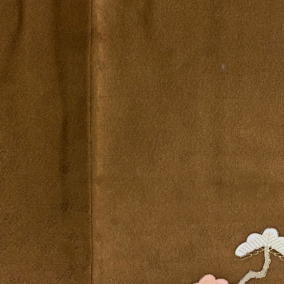 訪問着 身丈163.5cm 裄丈66cm M 袷 菊 松竹梅 金彩 ぼかし 茶色 正絹