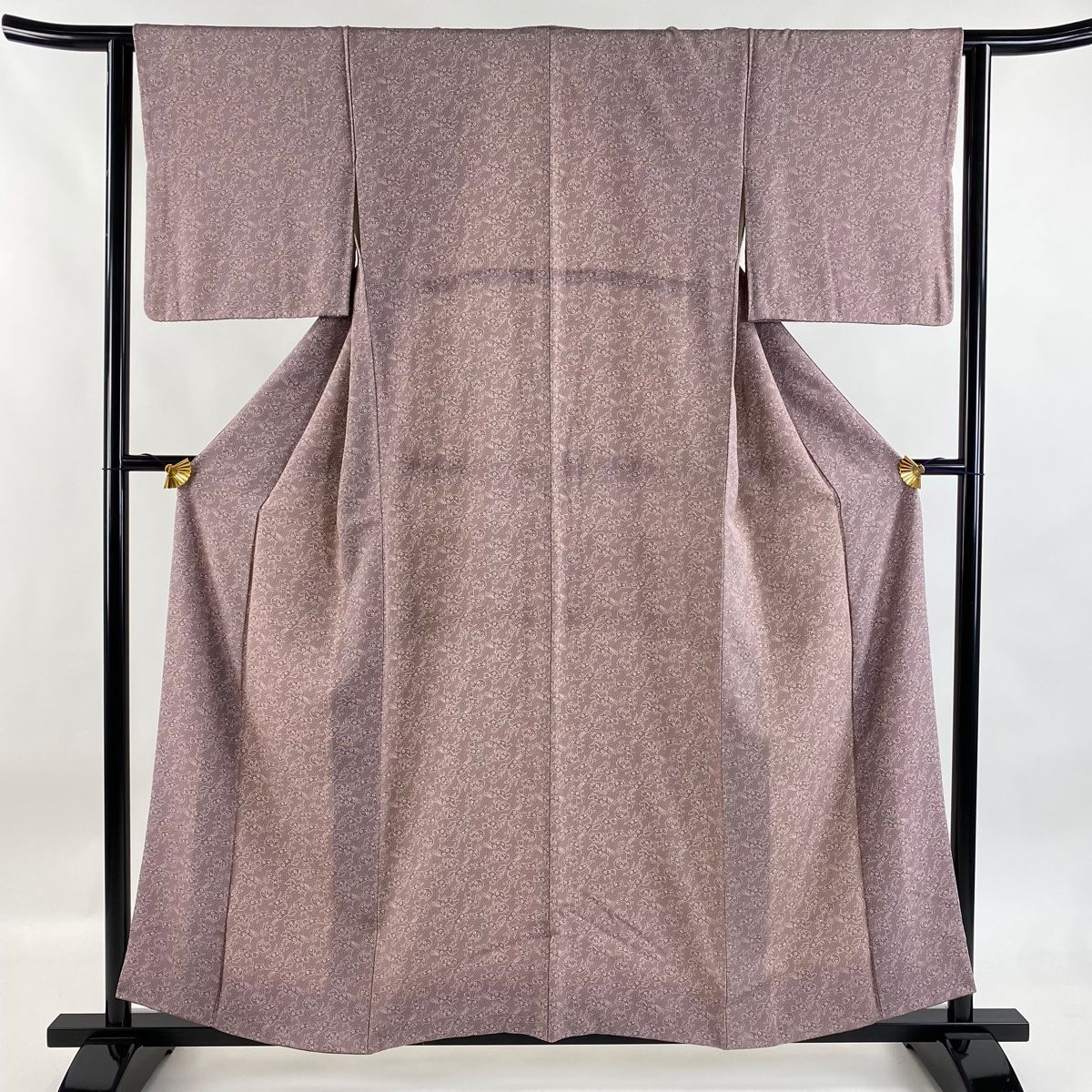 小紋 身丈158cm 裄丈63cm S 袷 馬 兎 灰紫 正絹 秀品