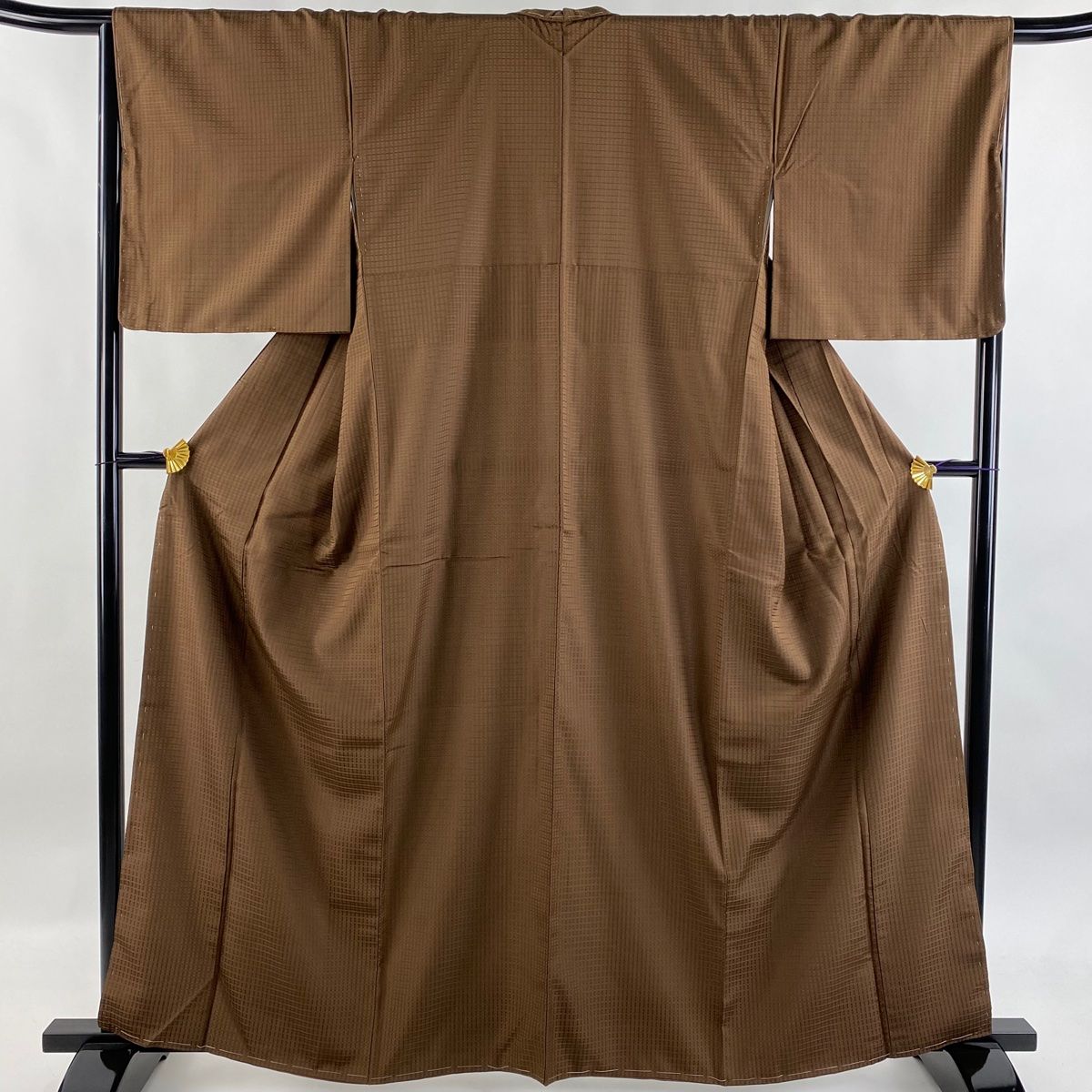 紬 身丈161cm 裄丈66cm M 袷 焦茶色 正絹 名品