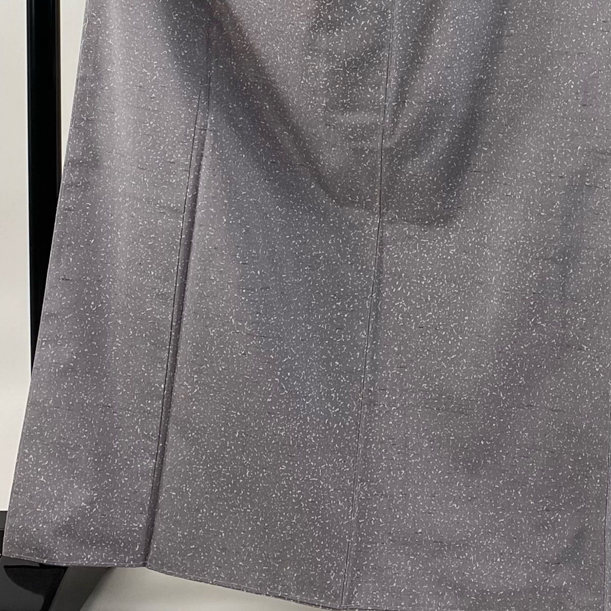 小紋 身丈165.5cm 裄丈67cm M 袷 牛首紬地 落款 証紙 幾何学模様 灰紫 正絹