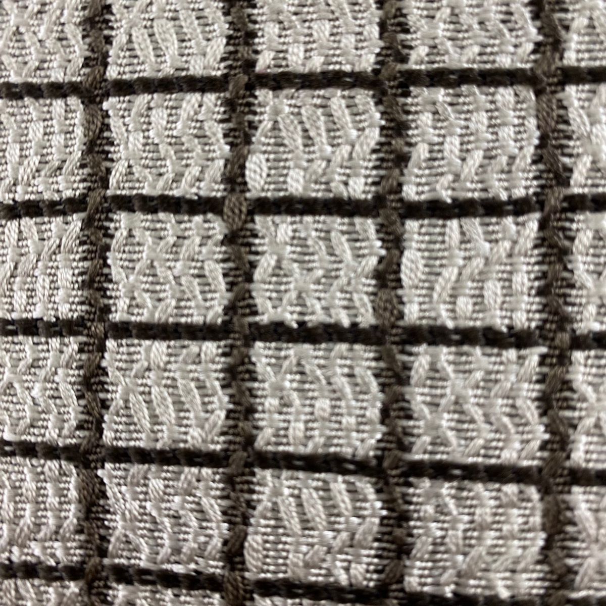 名古屋帯 秀品 八寸名古屋帯 松葉仕立て 格子 灰茶 正絹