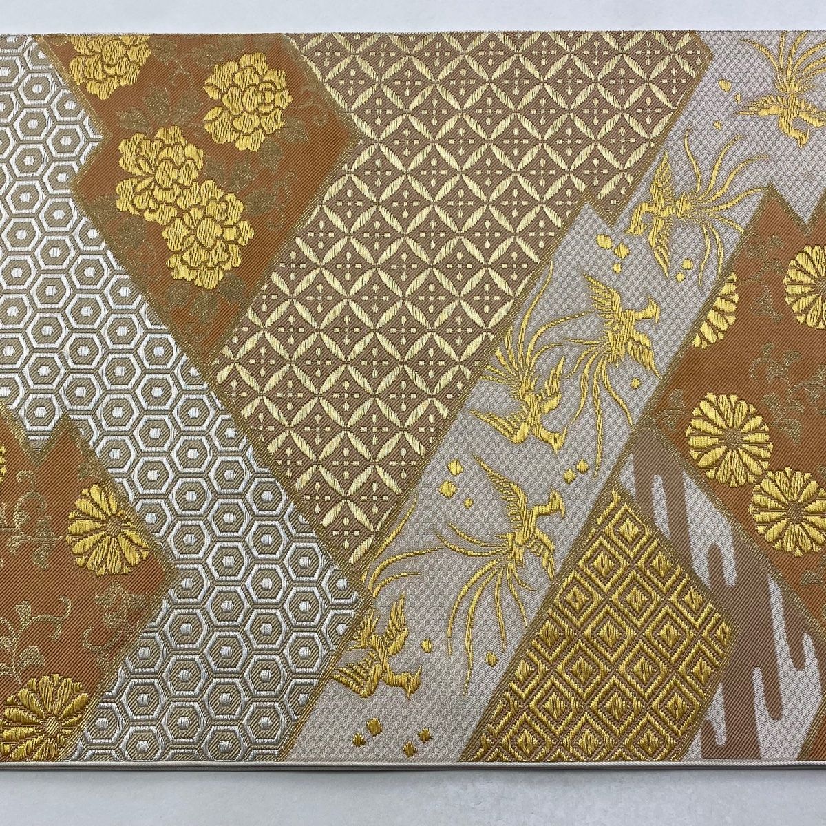 美品】 袋帯 逸品 川島織物 落款 関西仕立て 花鳥 有職文様 金銀糸 箔