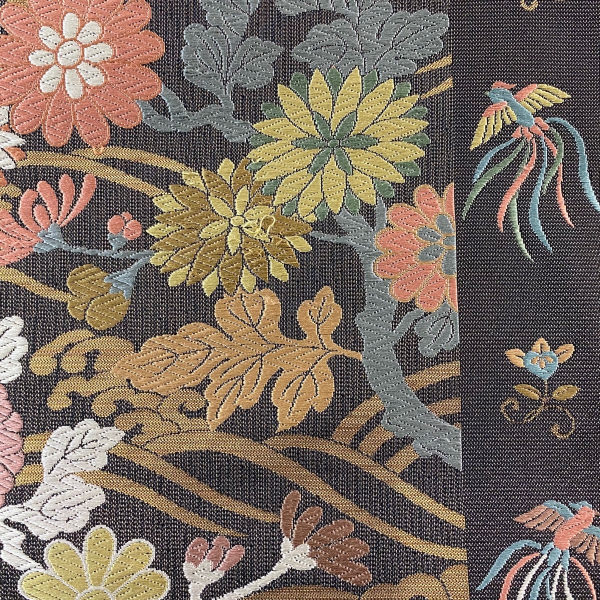 袋帯 秀品 菊 波 金通し 唐織 墨色 六通 正絹 【中古】 - メルカリ