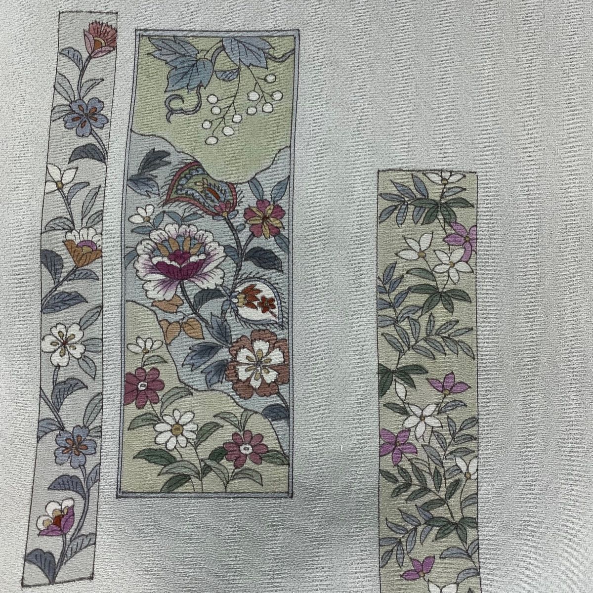 名古屋帯 秀品 落款 短冊 草花 水色 正絹