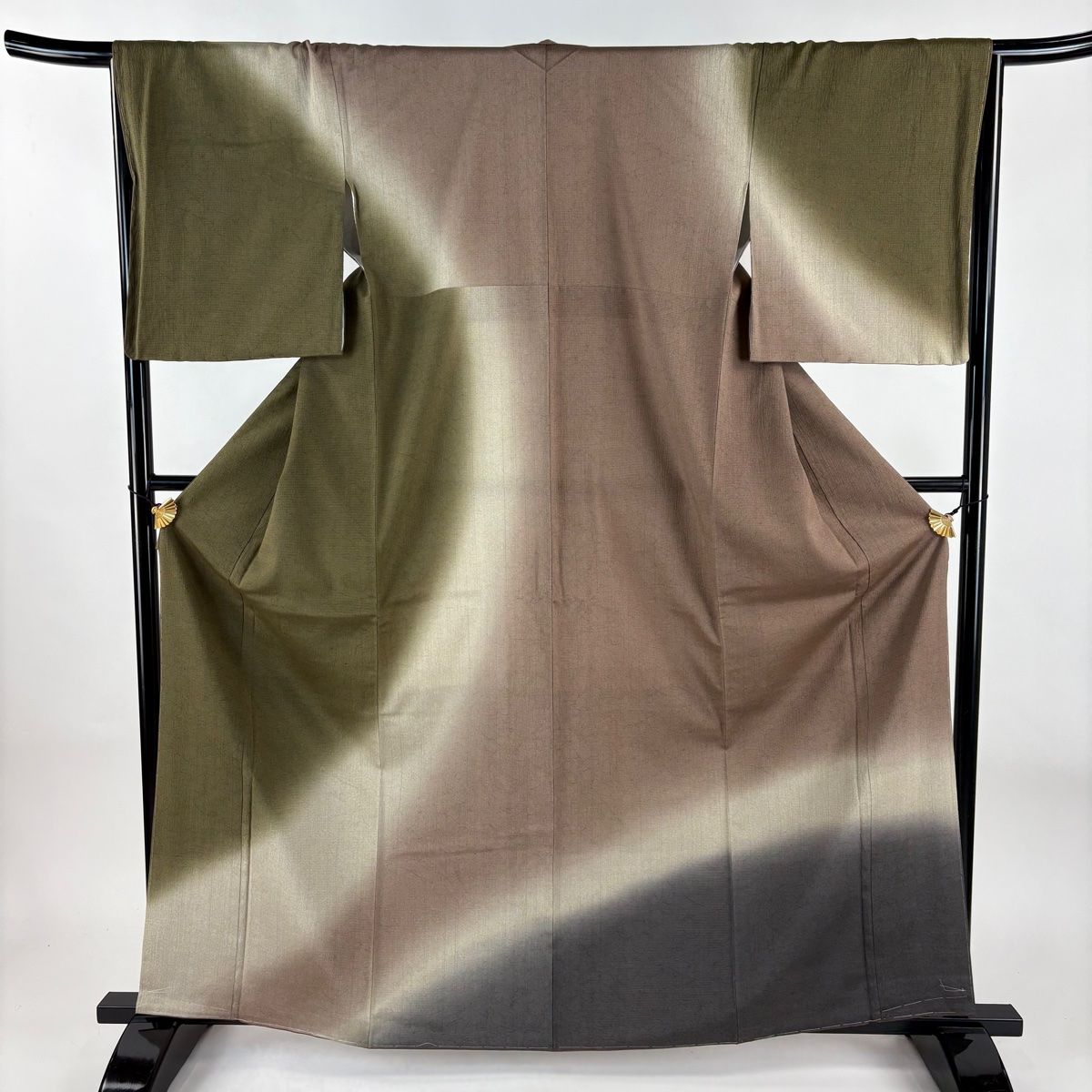 美品】 訪問着 身丈164cm 裄丈67.5cm L 袷 紬地 幾何学模様 染め分け