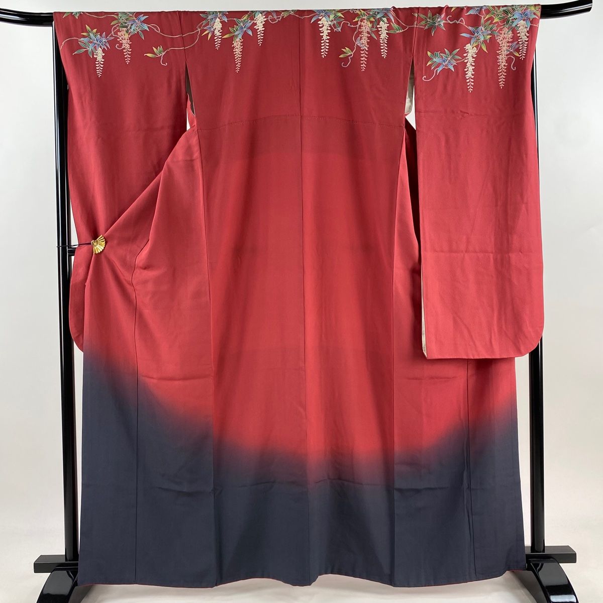 振袖 身丈163cm 裄丈70cm L 袷 藤 茜色 正絹 秀品