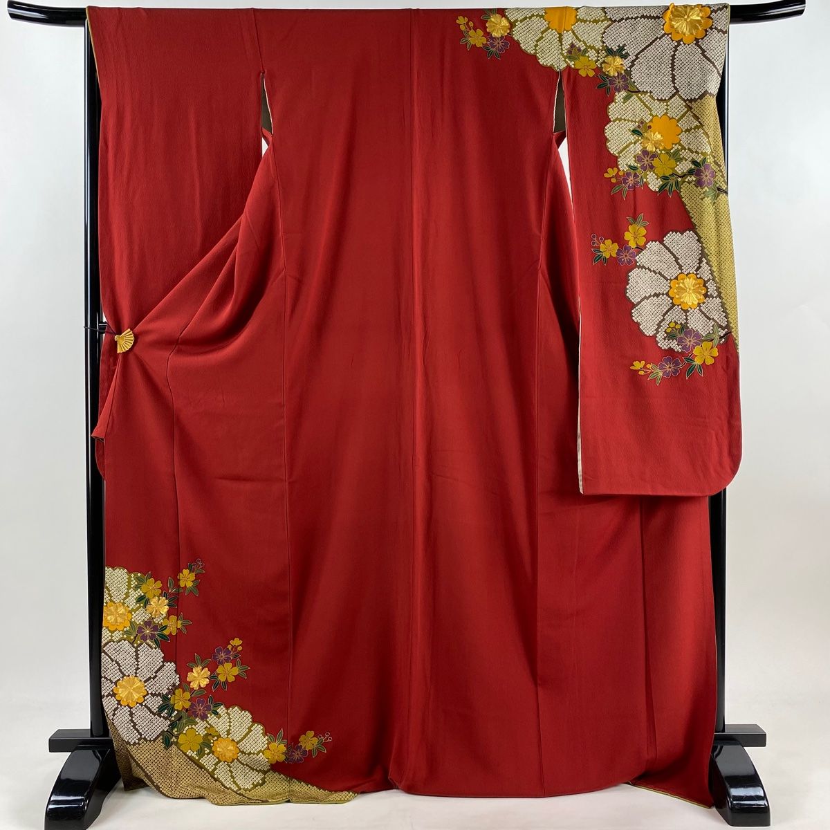 振袖 身丈175cm 裄丈66cm M 袷 桜 金糸 刺繍 赤 正絹 秀品