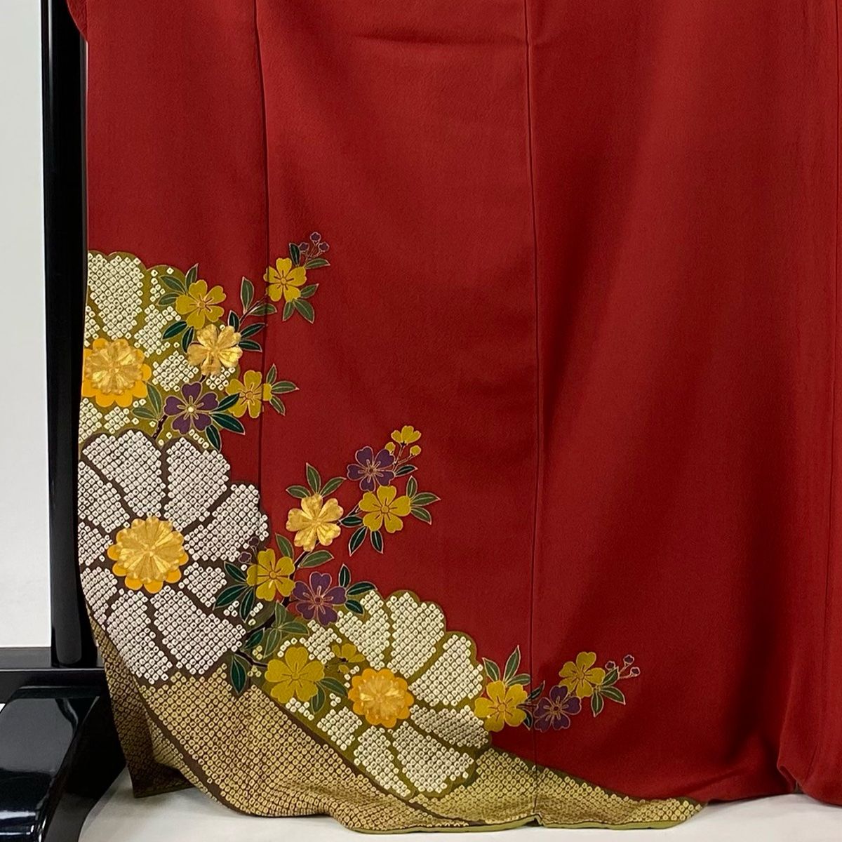 振袖 身丈175cm 裄丈66cm M 袷 桜 金糸 刺繍 赤 正絹 秀品