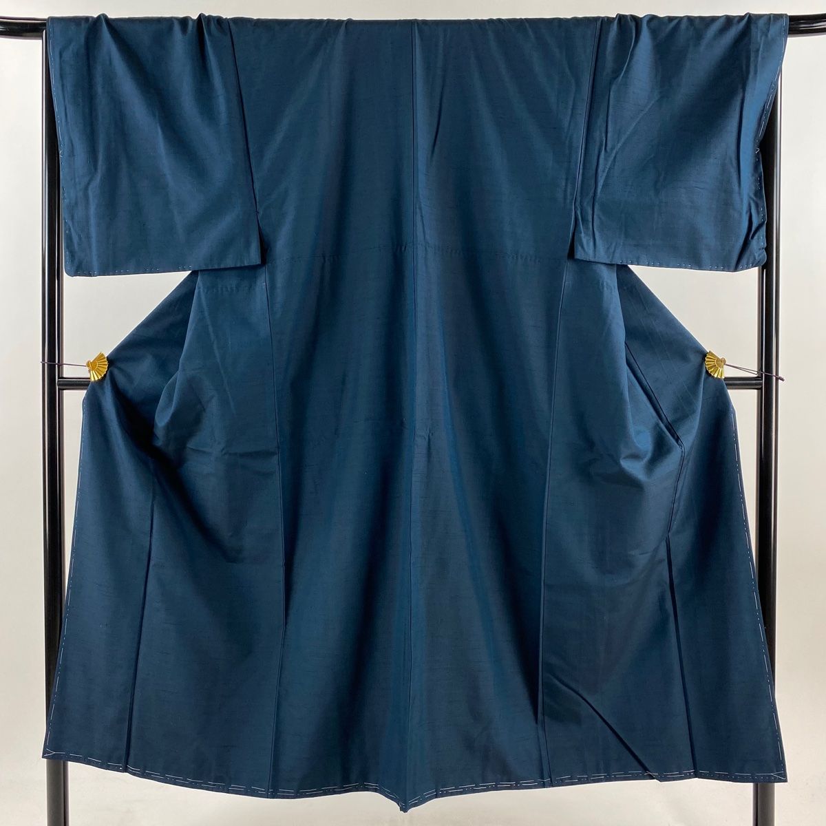 男着物 身丈146cm 裄丈69cm M 袷 紬 深緑 正絹 秀品