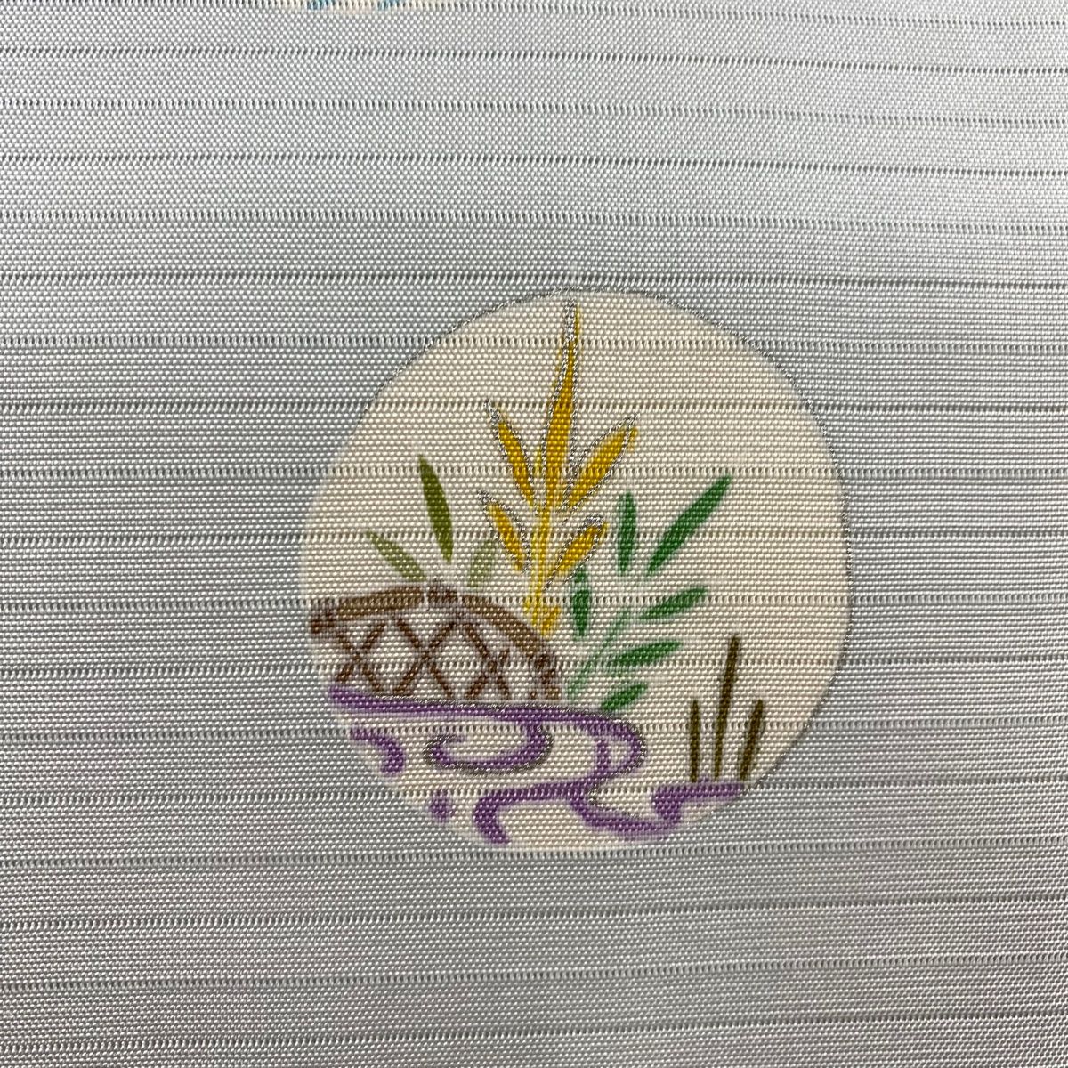 名古屋帯 名品 夏帯 絽 蛍 千鳥 銀彩 水色 正絹