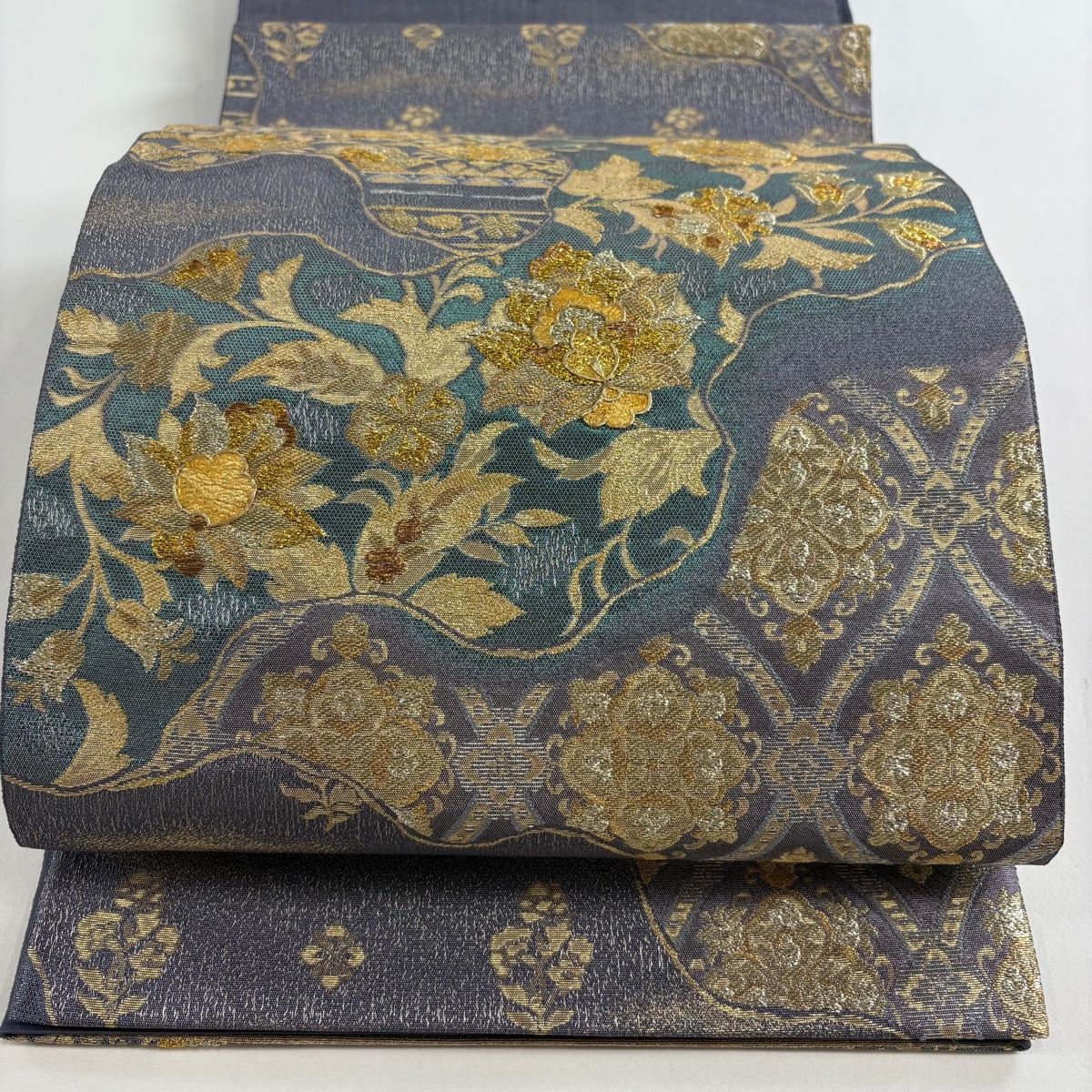 袋帯 名品 じゅらく 落款 花唐草 華文 紫 六通 正絹 【中古】 - メルカリ