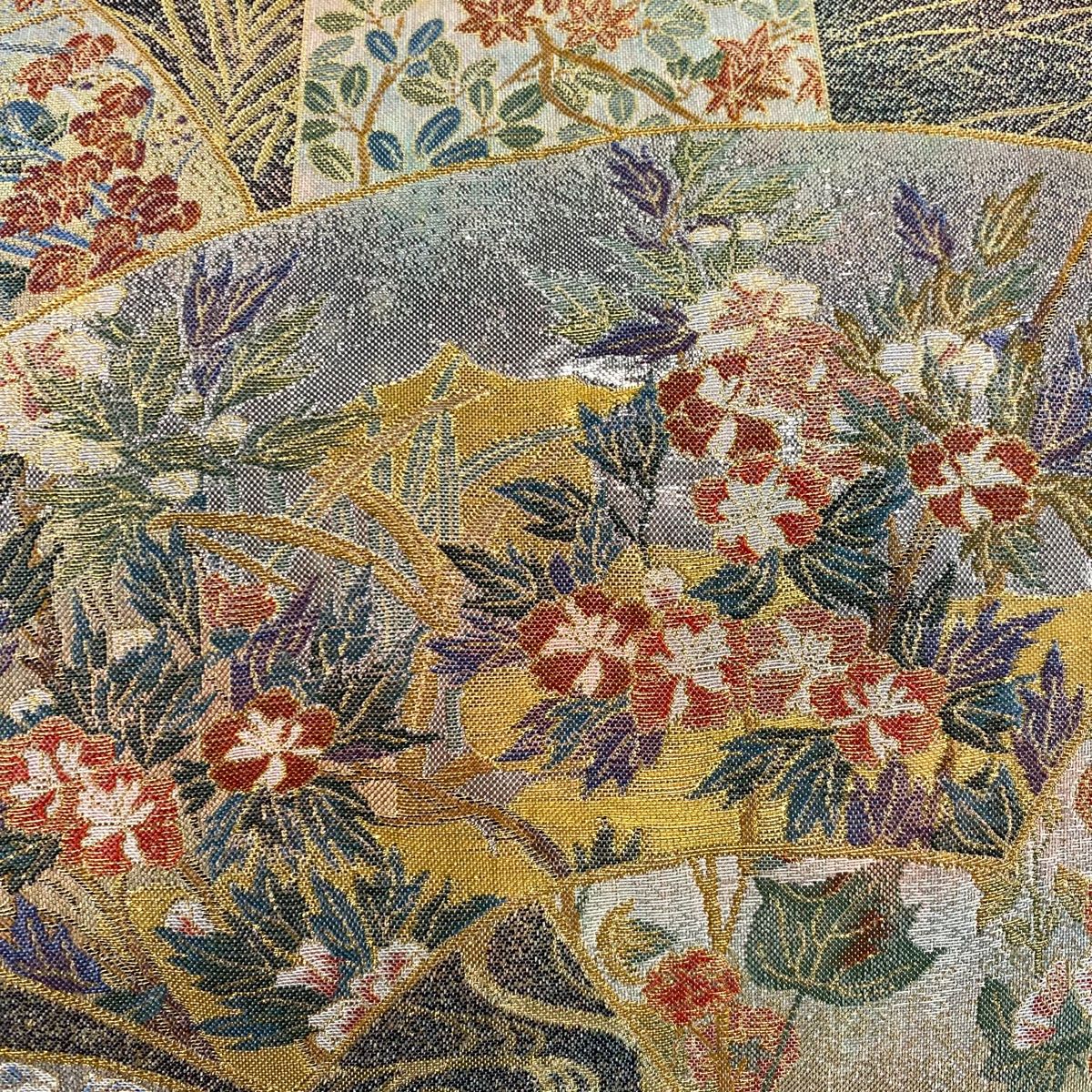 丸帯 名品 伝承国宝図 箔 金色 全通 正絹