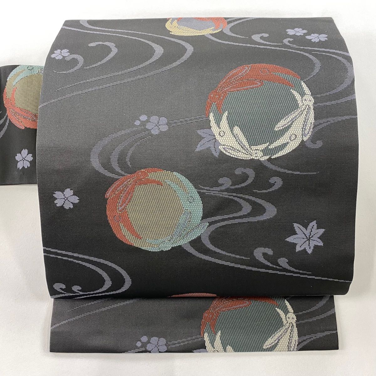 名古屋帯 うさぎ 流水 墨色 正絹