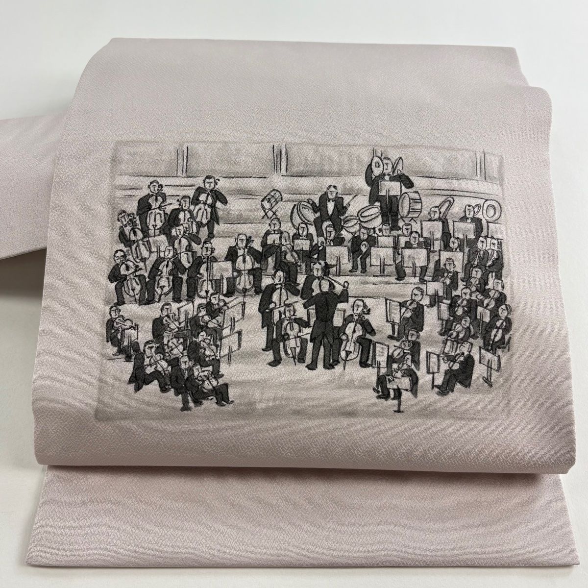 名古屋帯 名品 オーケストラ 楽器 薄紫 正絹